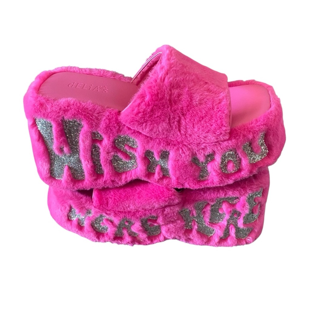 Dolls Kill Delia’s Jetset Jealousy Furry Platform Sandals